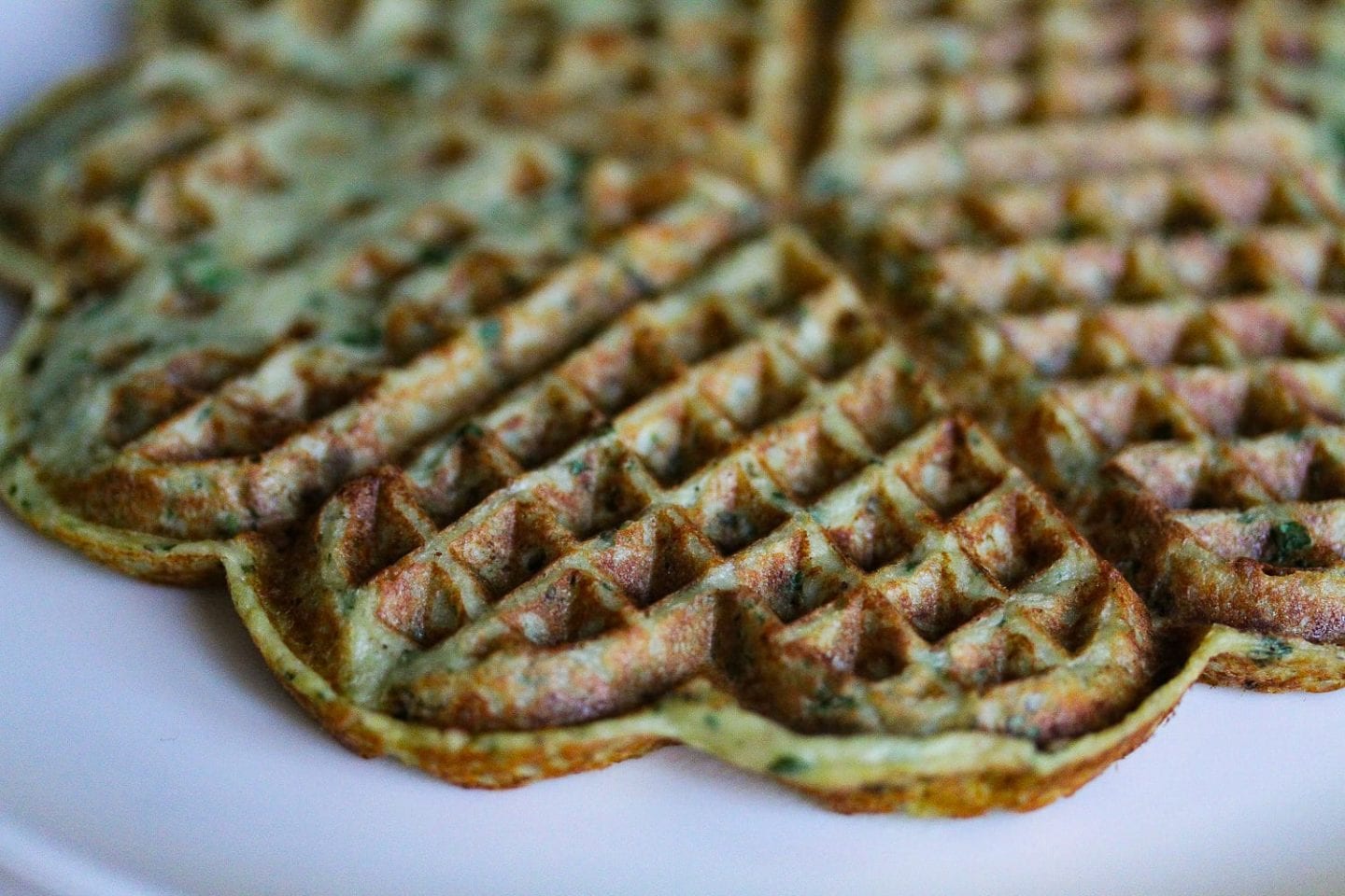 Savoury waffles with aubergine and feta image