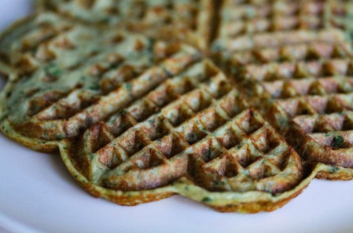 Savoury waffles - healthy kids recipes - aubergine and feta - closeup