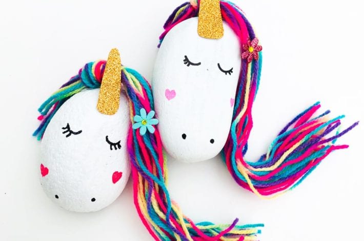 Magical unicorn stones - do this painted rock craft as a fun kids craft and make this unicorn project