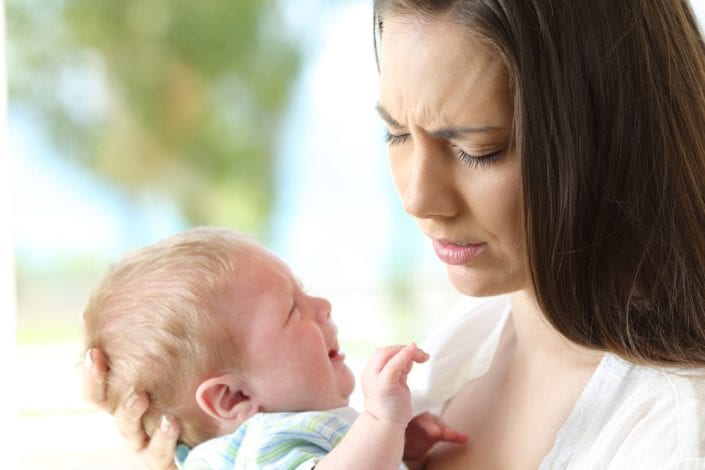 baby crying - mother concerned with baby crying