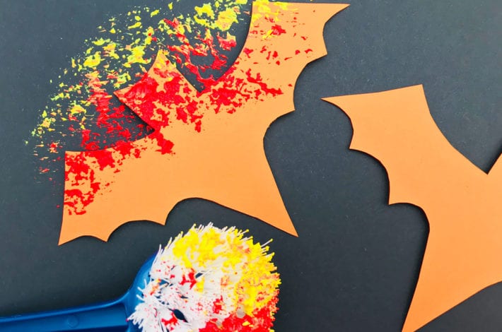 Halloween Crafts Kids - spooky bats - step 2 paint around them