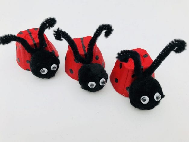 Kids Crafts Ladybird Egg Cups with antennae