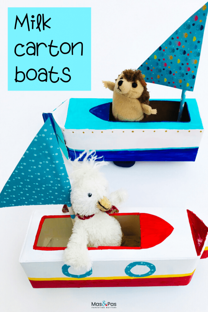 Milk carton boats - make these milk or juice carton boats as a fun and simple kids craft - watch kids play with them as they sail off