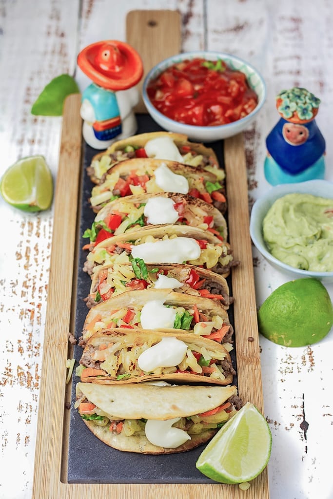 Mini beef tacos - a tasty and easy family dinner to prepare where kids can pick and choose their toppings - great for picky eaters
