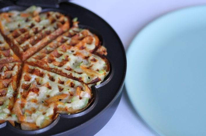 Vegetable waffles carrot and courgette - ready in waffle iron