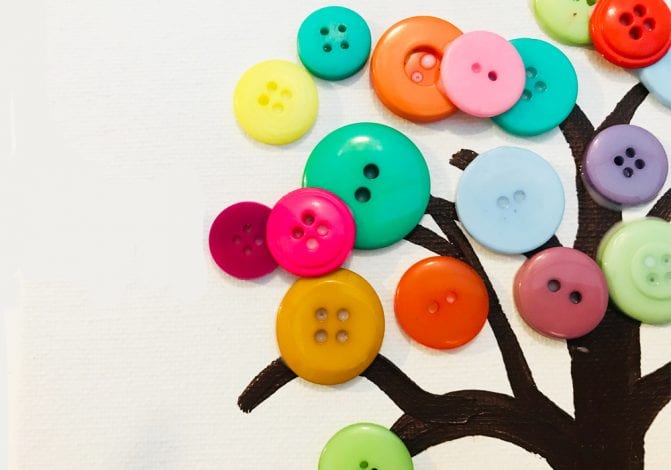 kids crafts button tree build up buttons