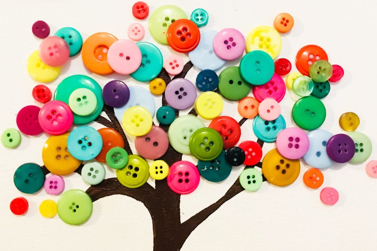 kids crafts button tree finished tree