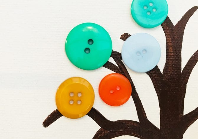 kids crafts button trees start gluing on buttons
