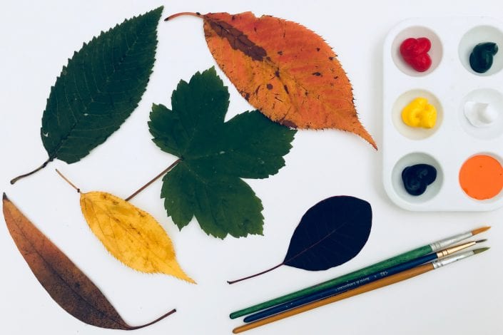 kids crafts little leaf bugs - what you need paints paintbrushes and leaves