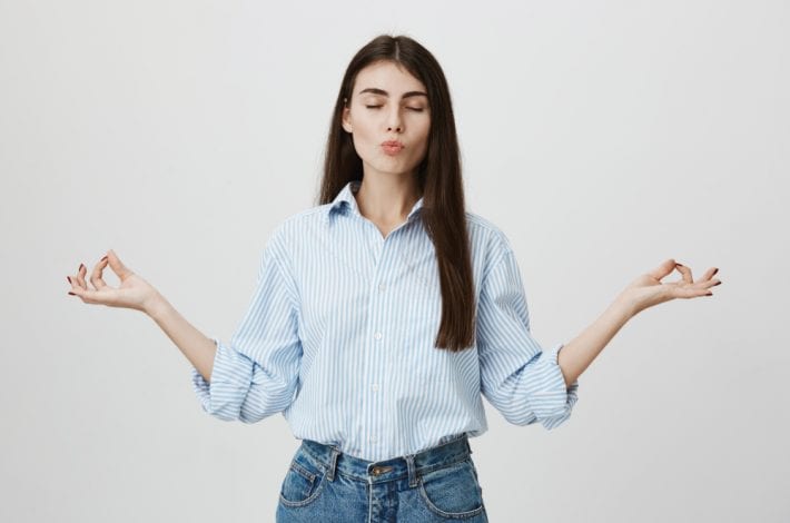 woman staying calm