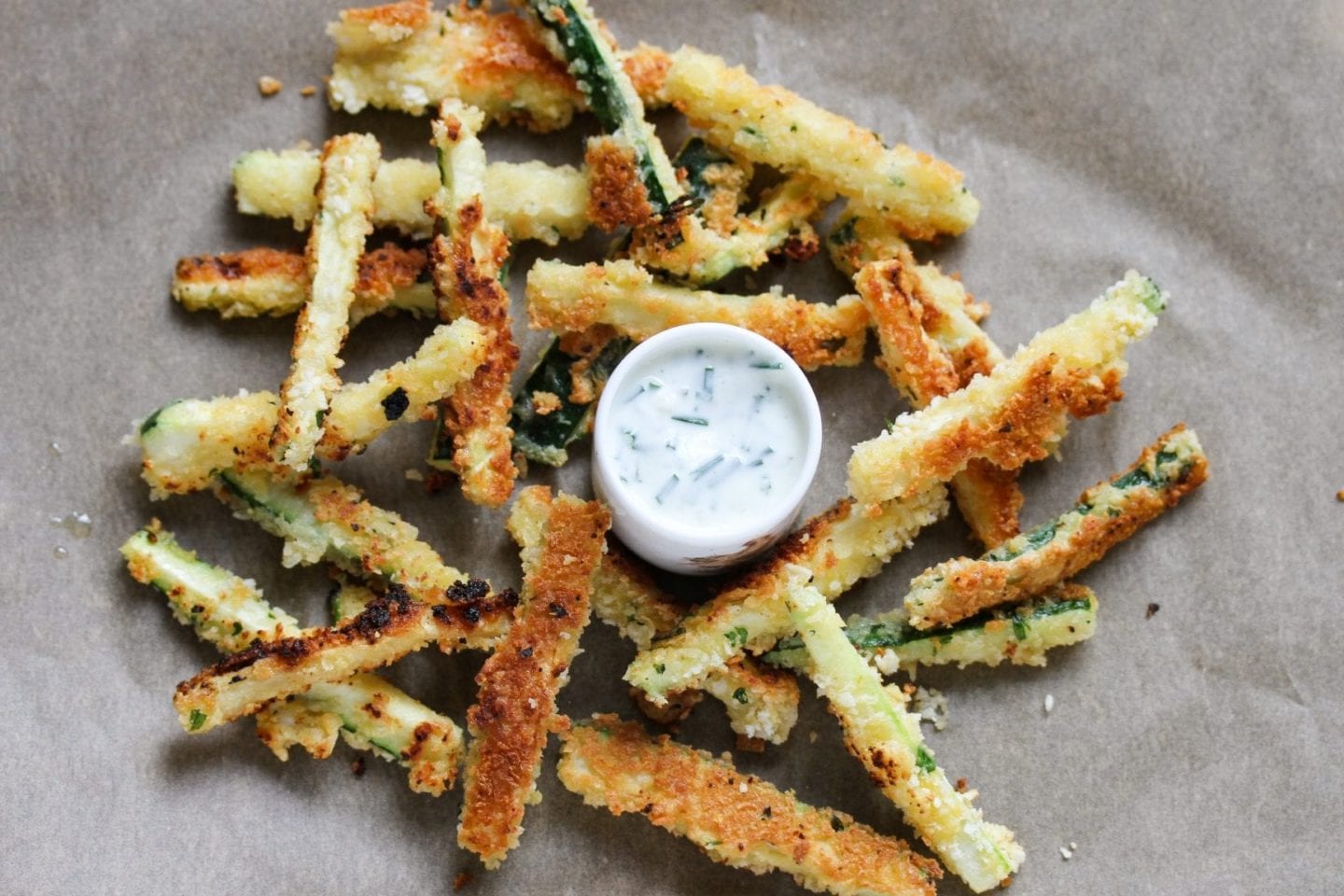 Crispy courgette fries with tzatziki dip image