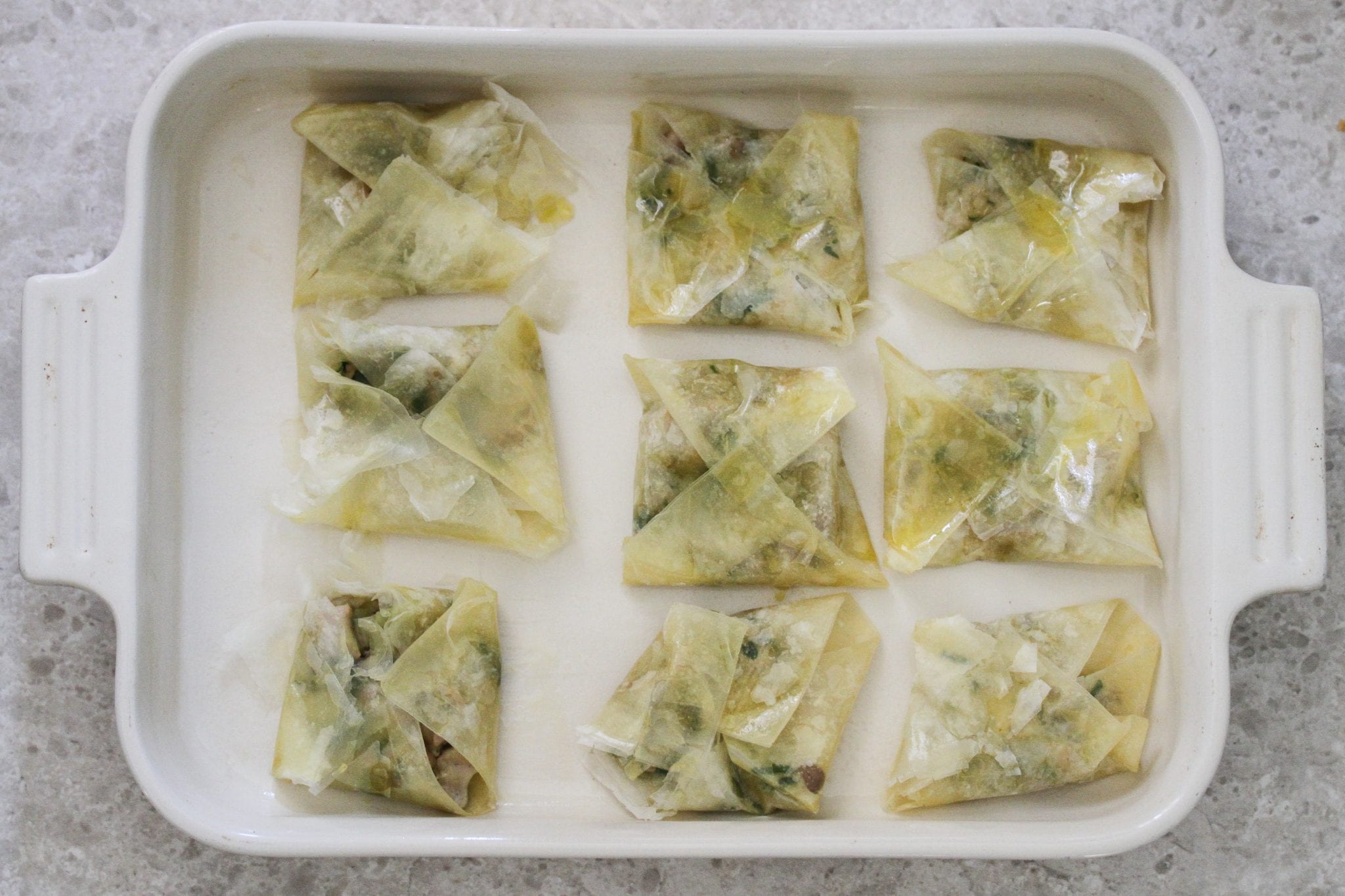 Chicken, leek, mushroom and spinach filo parcels MyKitchen