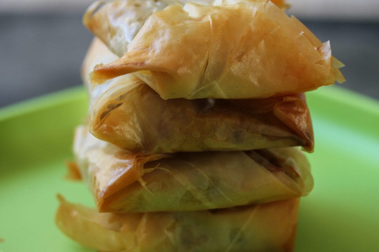 Kids dinner - chicken filo parcels - chicken mushrooms and spinach filo pies - feature