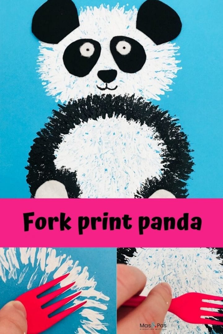 Panda fork painting - make these funky fork print pandas with your preschoolers - a simple kids craft with panda bears