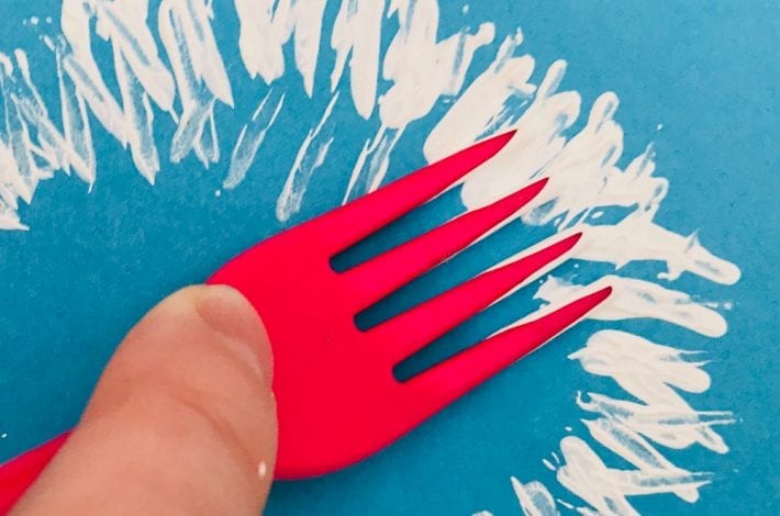 Panda fork painting - make these funky fork print pandas with your preschoolers - a simple kids craft with panda bears