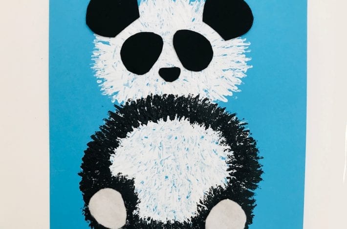 Panda fork painting - make these funky fork print pandas with your preschoolers - a simple kids craft with panda bears