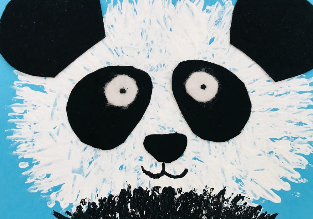 Panda fork painting - make these funky fork print pandas with your preschoolers - a simple kids craft with panda bears