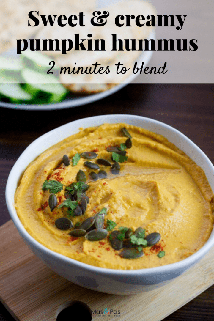 Sweet pumpkin hummus - make this creamy hummus recipe in just 5 minutes - for halloween parties or as a dip with a twist 