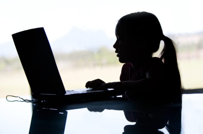 child safe online - may be in danger of predator or cyber bullying