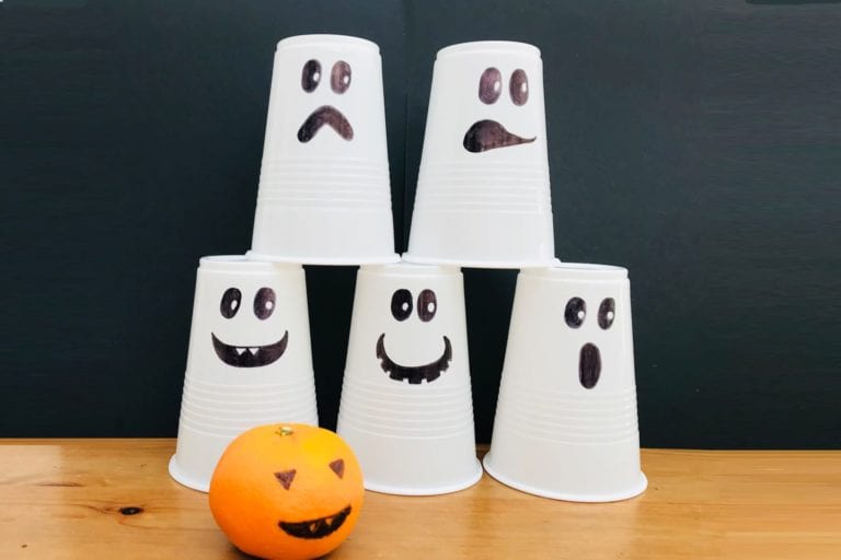 Ghostly bowling game - Halloween craft for kids