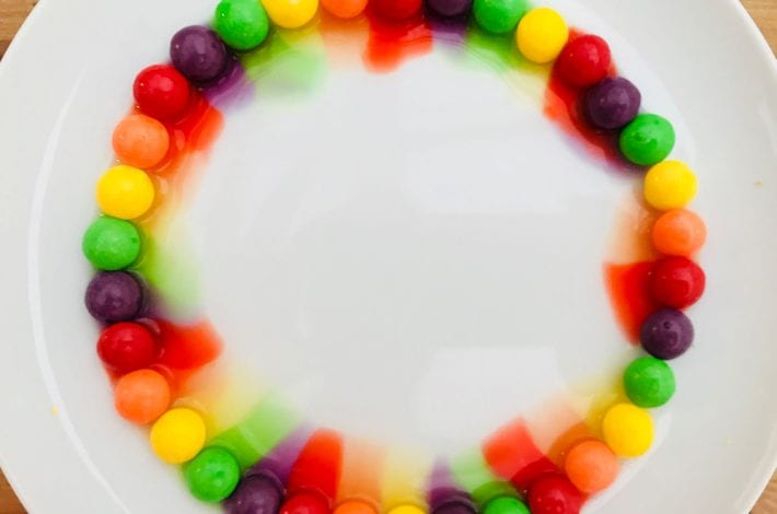 rainbow craft - melting skittles - experiments for kids
