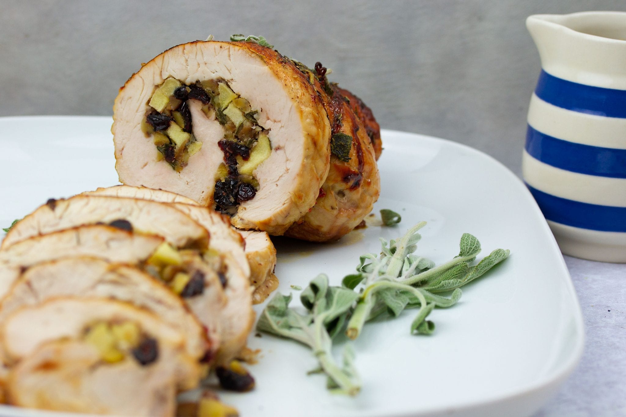 Apple and cranberry stuffed turkey