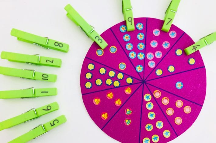 counting wheels - counting wheel with pegs - first numbers - learn numbers