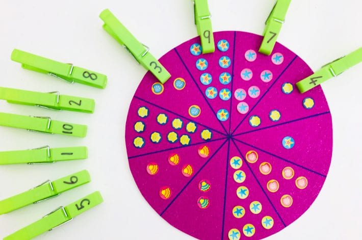 counting wheels - counting wheel with pegs - first numbers - learn numbers