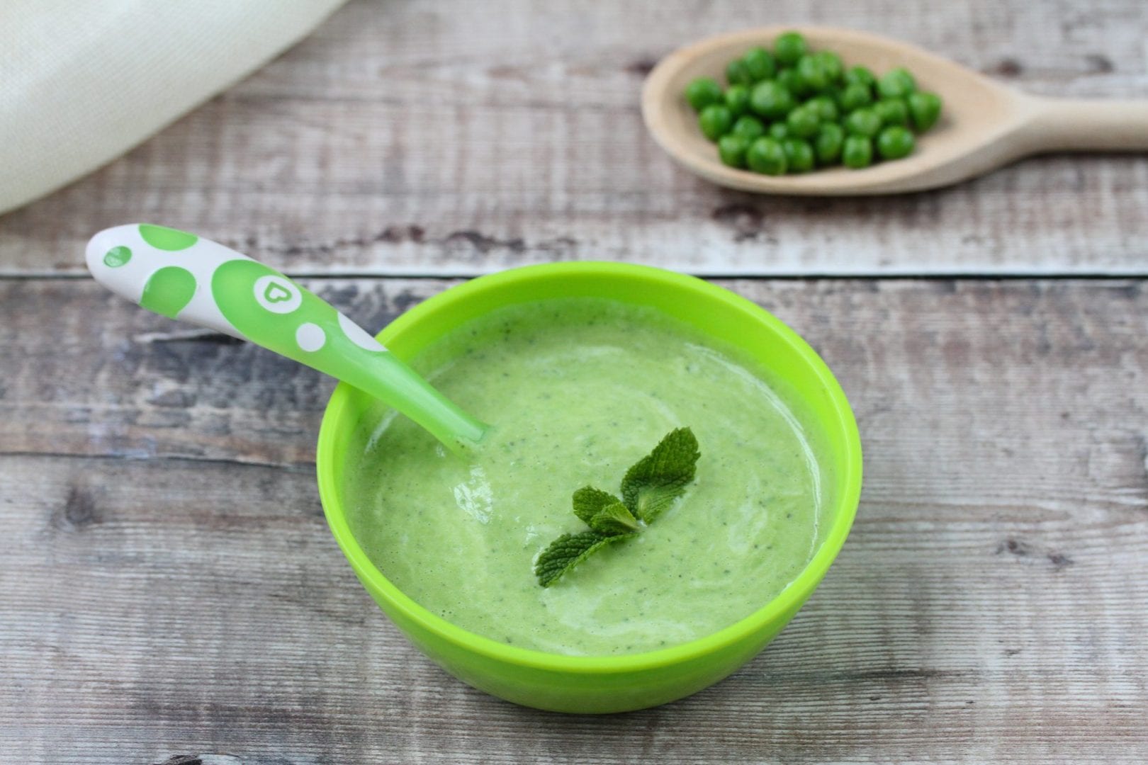 Pea soup and baby puree with mint - MyKitchen - Mas & Pas