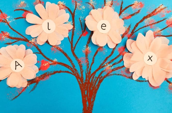 phonics tree craft with blossoms - learn the letters to spell your name with this fun letter craft