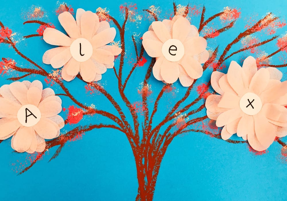 Phonics tree craft with blossoms image