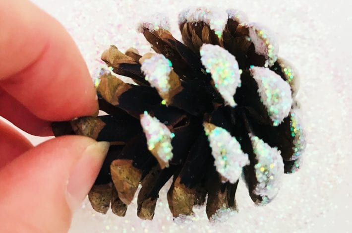 pine cone decorations - christmas decorations - snowy pine cones