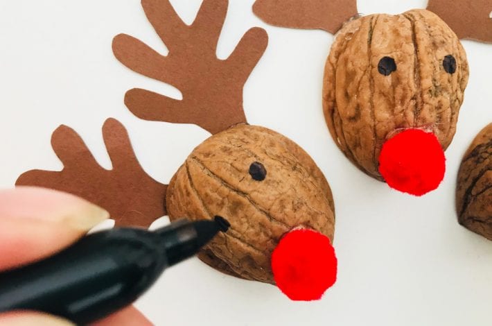 walnut rudolph - walnut crafts - christmas crafts