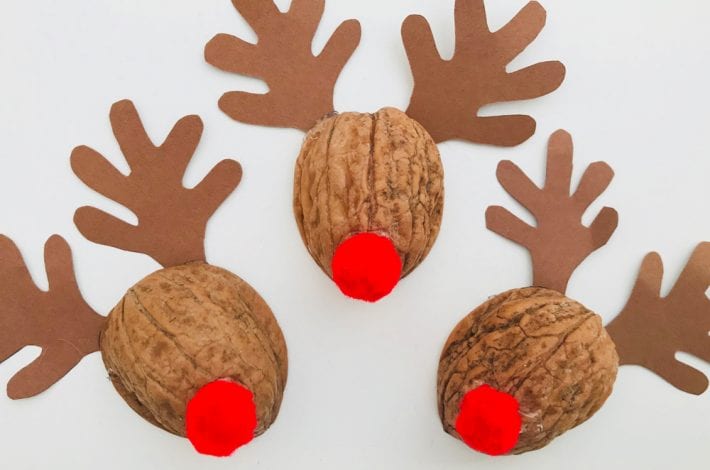 walnut rudolph - walnut crafts - christmas crafts