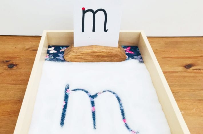 write letters - first letters - montessori letter tray - learn letters