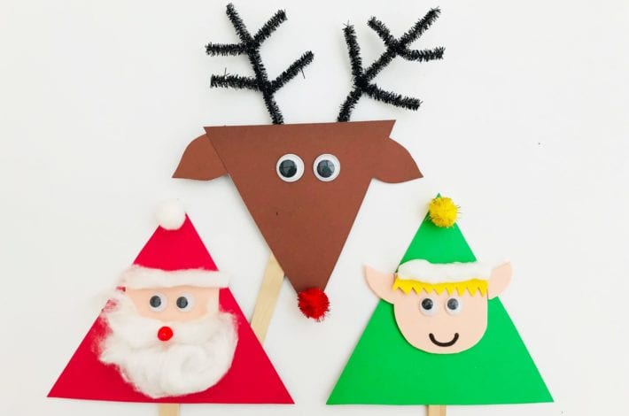 Christmas kids crafts - enjoy this festive craft by making these lolly stick puppets. A fun toddler activityChristmas kids crafts - enjoy this festive craft by making these lolly stick puppets. A fun toddler activity