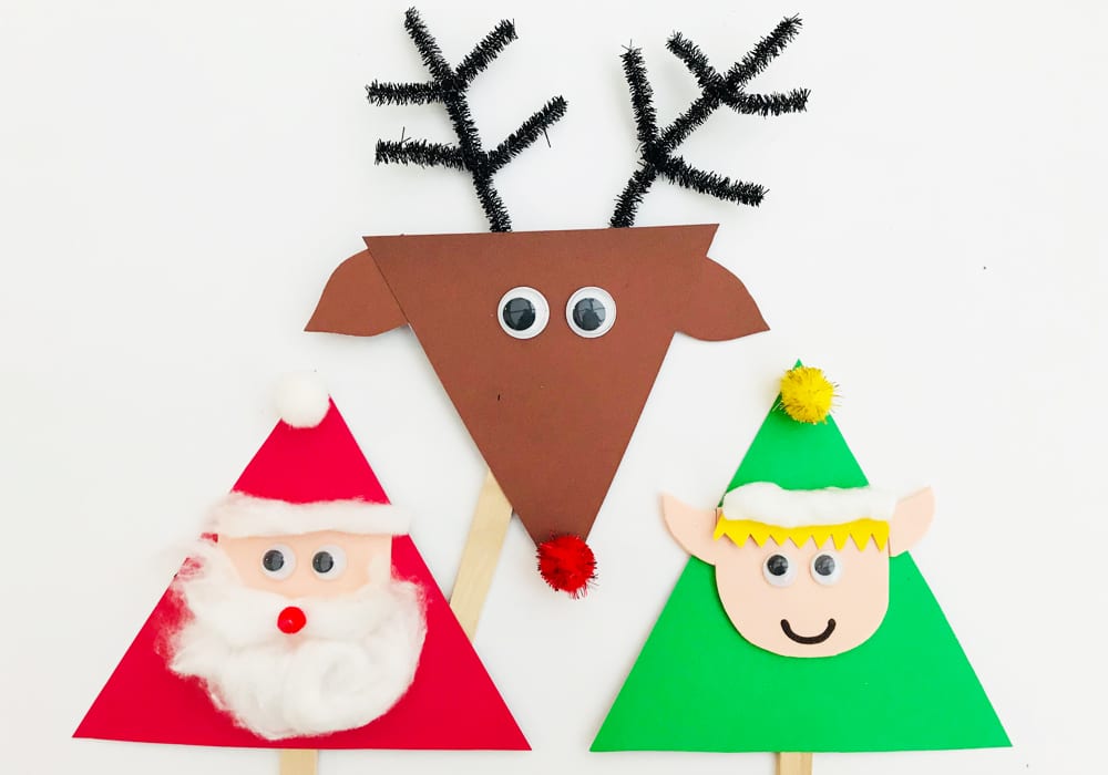 Christmas kids crafts - enjoy this festive craft by making these lolly stick puppets. A fun toddler activity