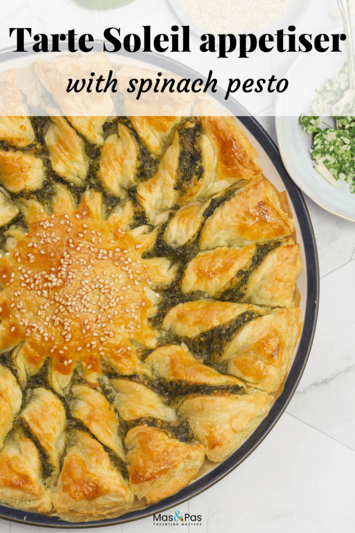 Tarte soleil appetiser with spinach and Parmesan - crispy tasty filo pastry bites with hidden veggies