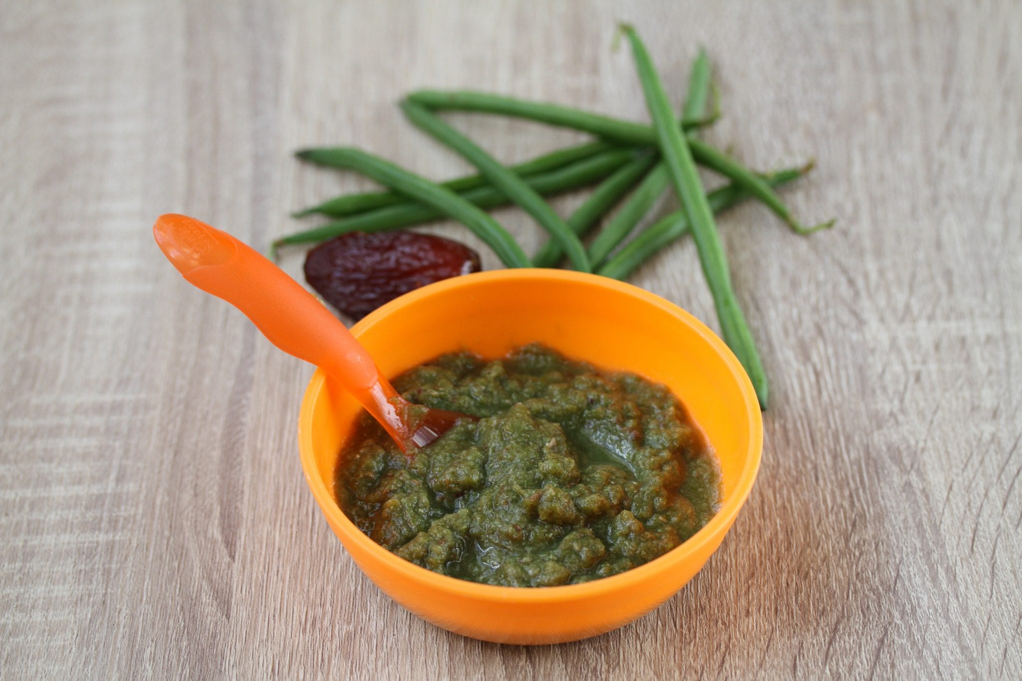 Pork, dates and green beans baby's first foods