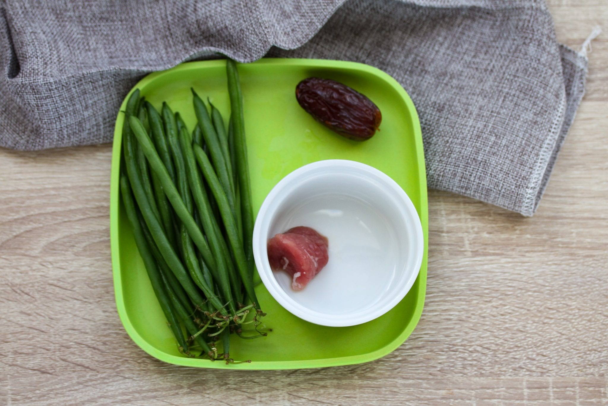 Pork, dates and green beans baby's first foods