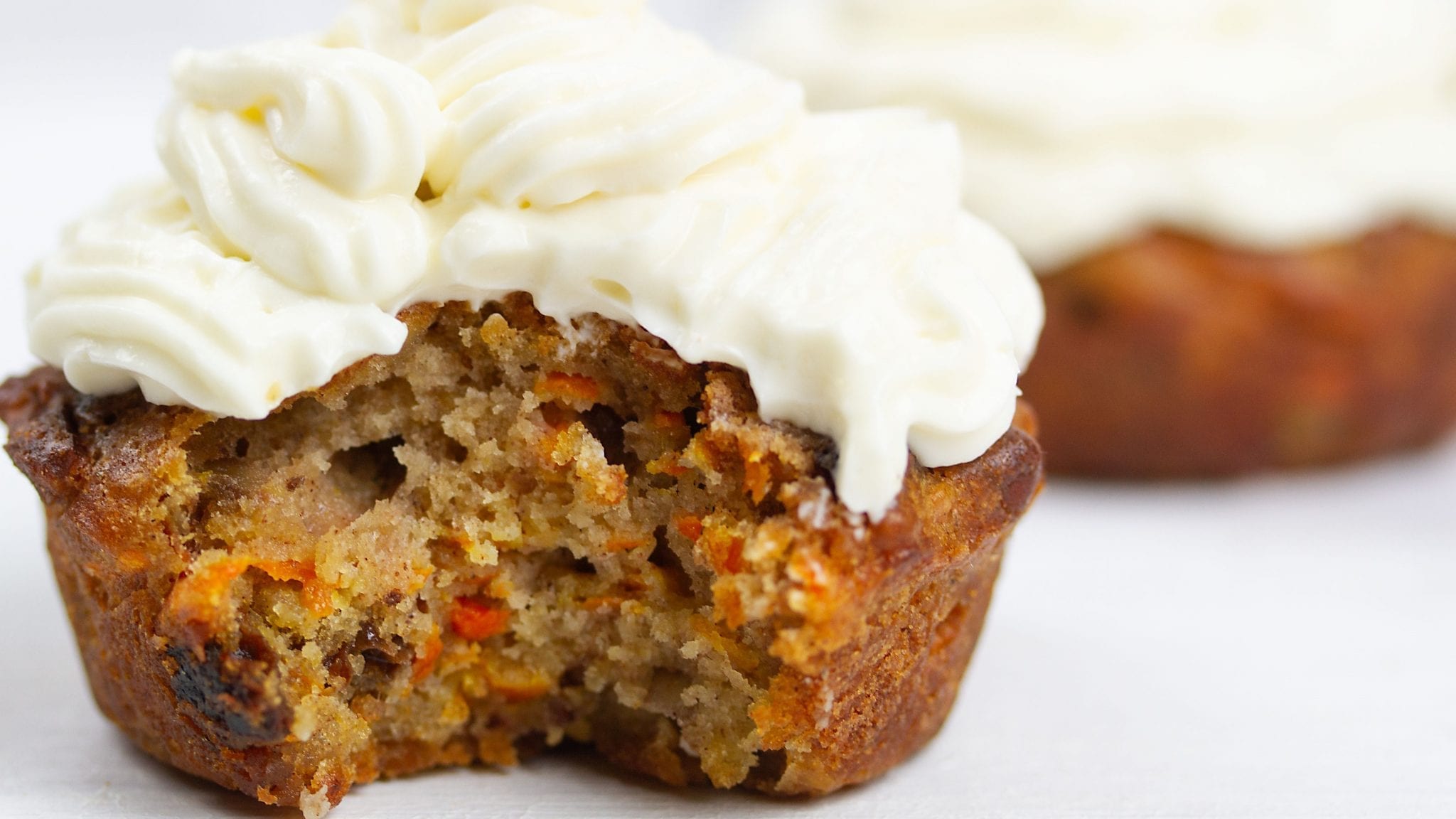 Carrot cake cupcakes with light frosting