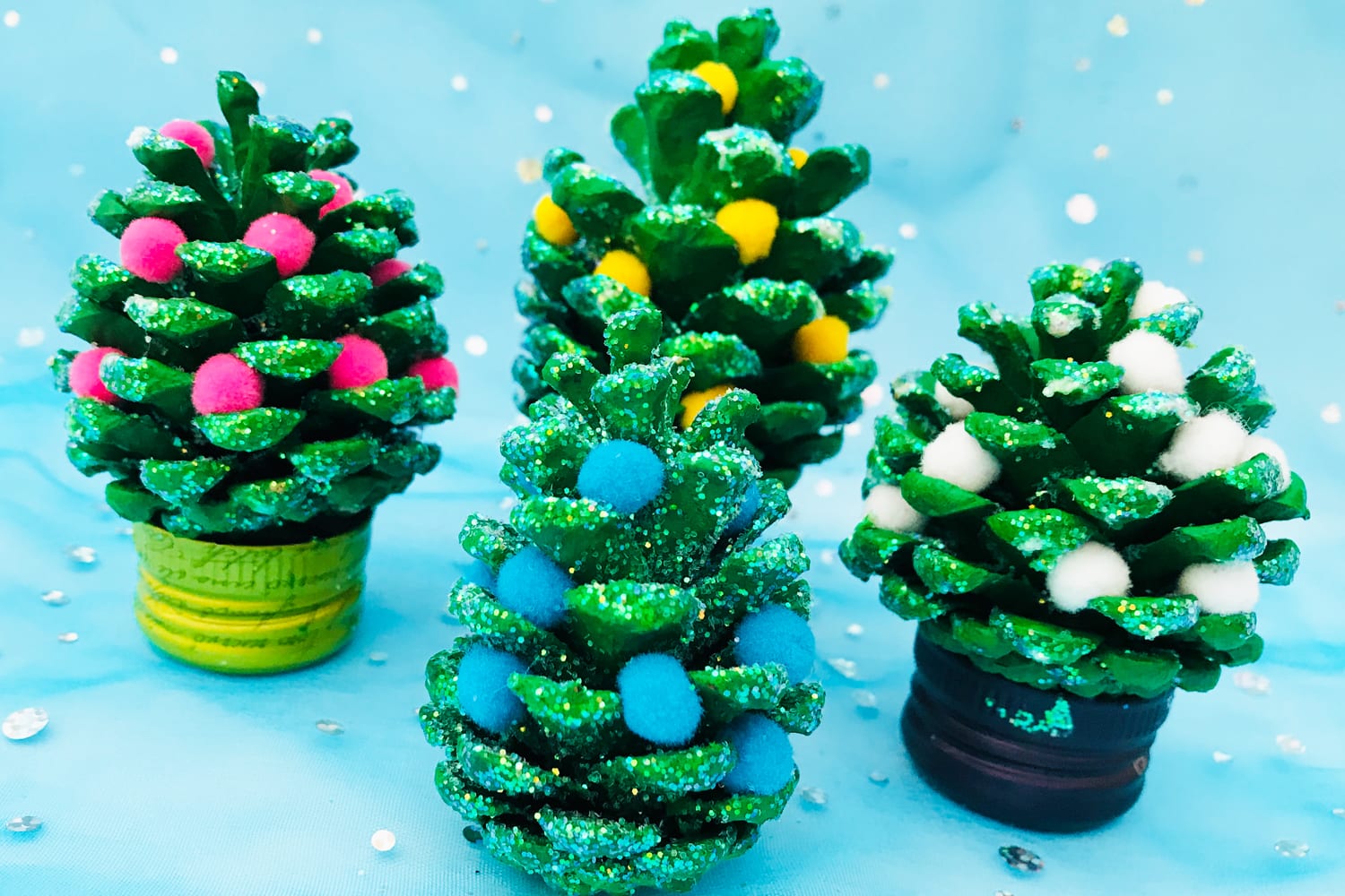 pom pom pine cone craft - enjoy this christmas craft with kids