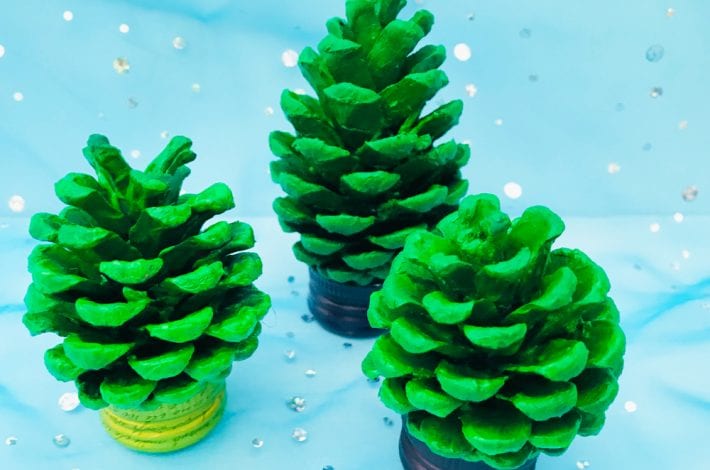 pom pom pine cone craft - enjoy this christmas craft with kids