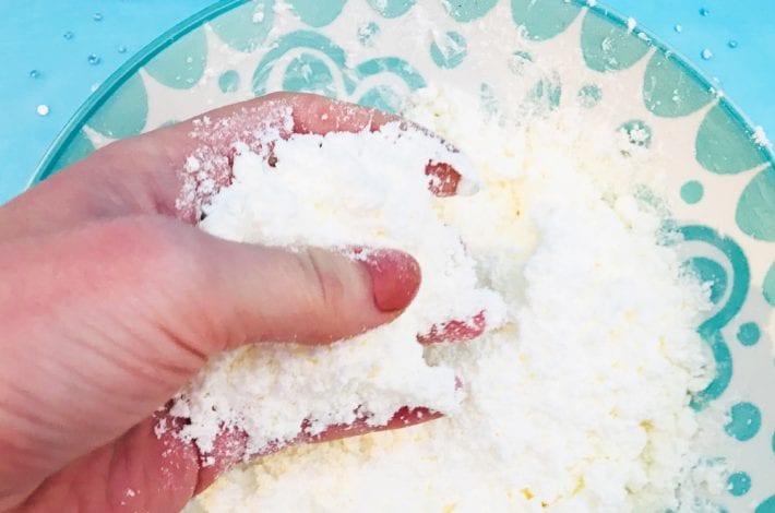 snow dough - a great toddler activity to make your own snow dough