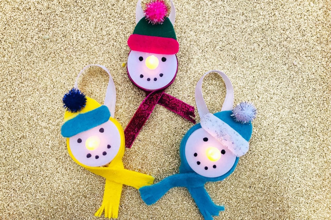 snowman craft - light up snowmen - christmas craft for kids
