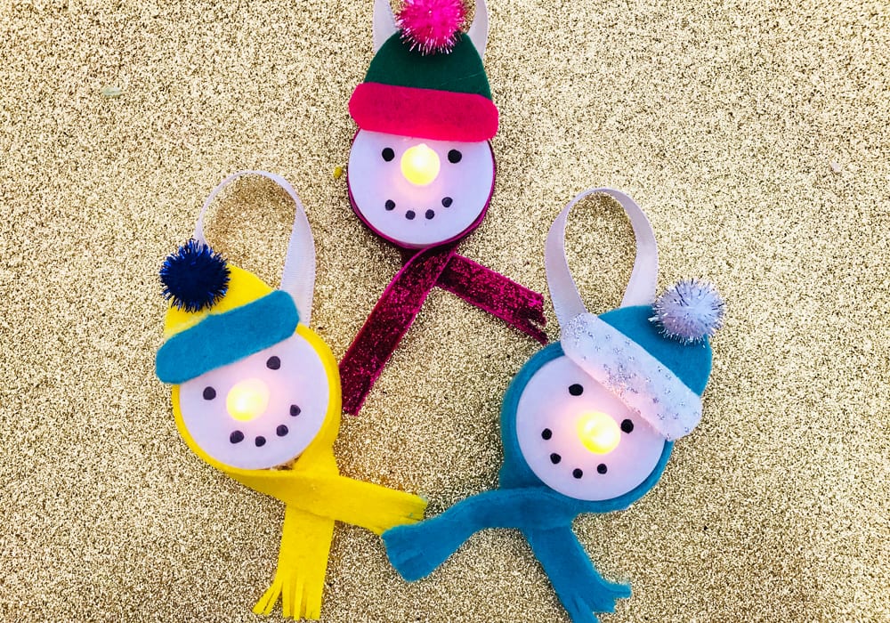 snowman craft - light up snowmen - christmas craft for kids