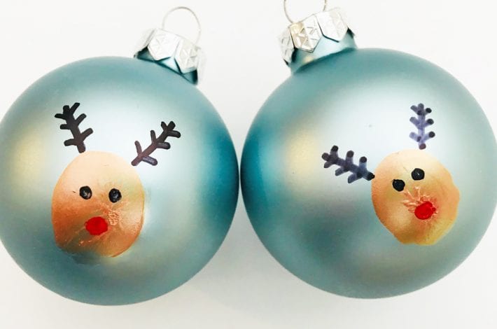 thumbprint baubles - reindeer thumbprint ornaments