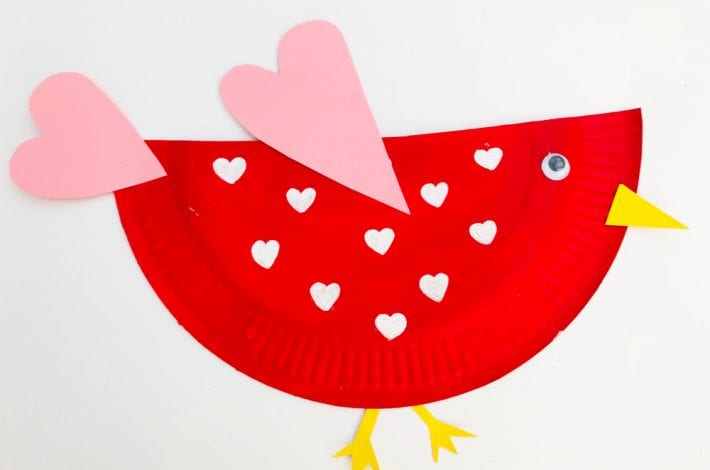 Adorable Valentines craft for kids with these little love bird paper plates