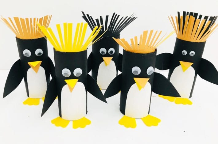 Loony penguins - try our toilet paper roll penguin craft with the kids