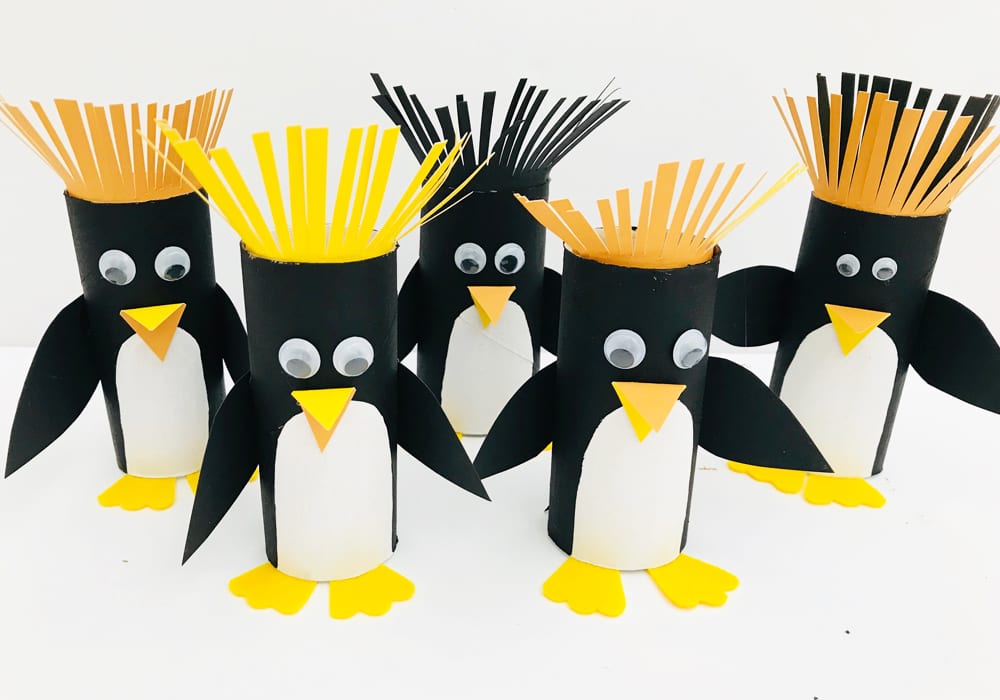 Loony penguins - try our toilet paper roll penguin craft with the kids